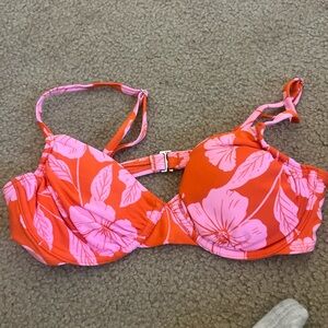Pink and orange bikini floral top